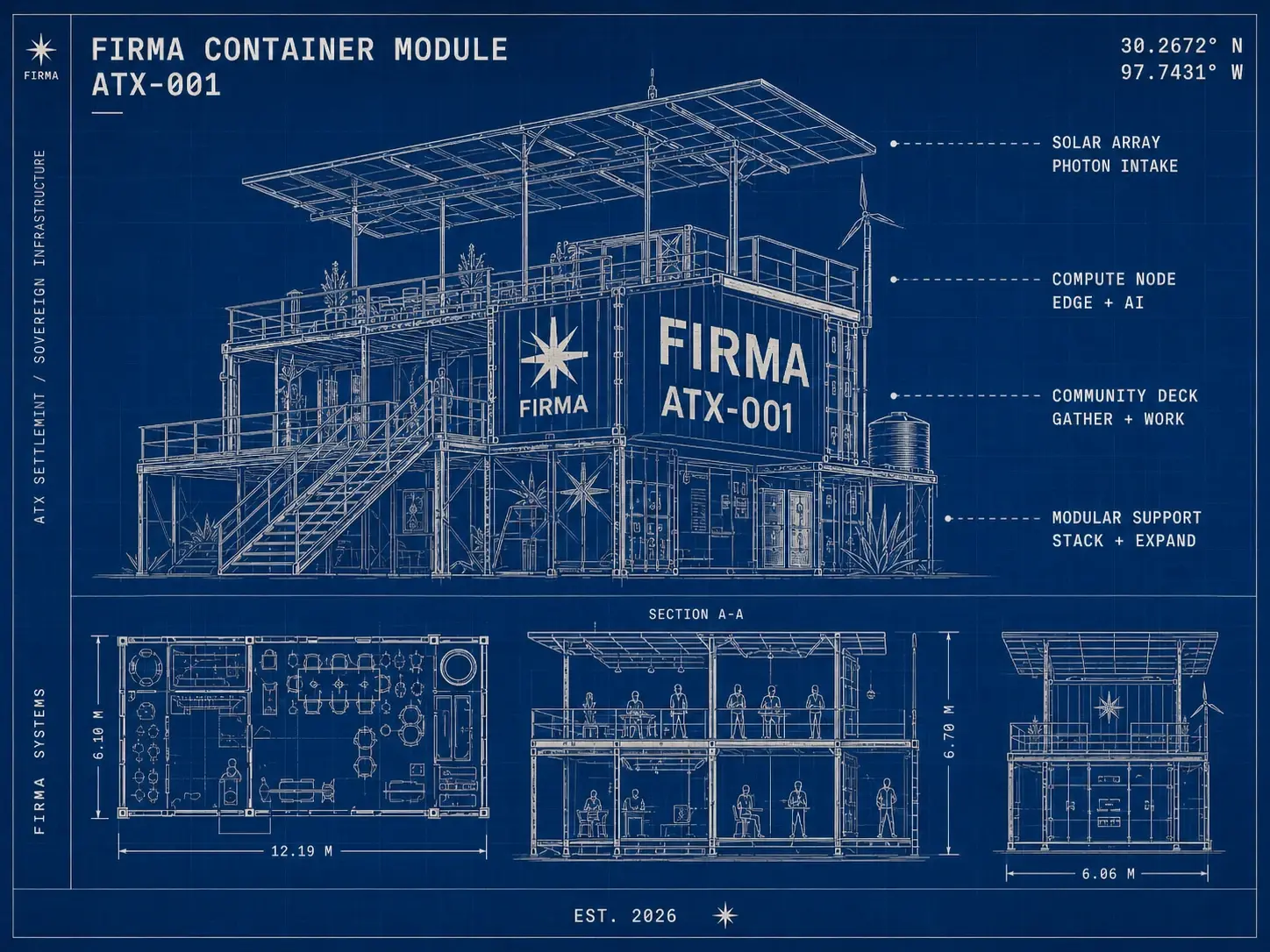 Firma container module ATX-001 — sovereign infrastructure