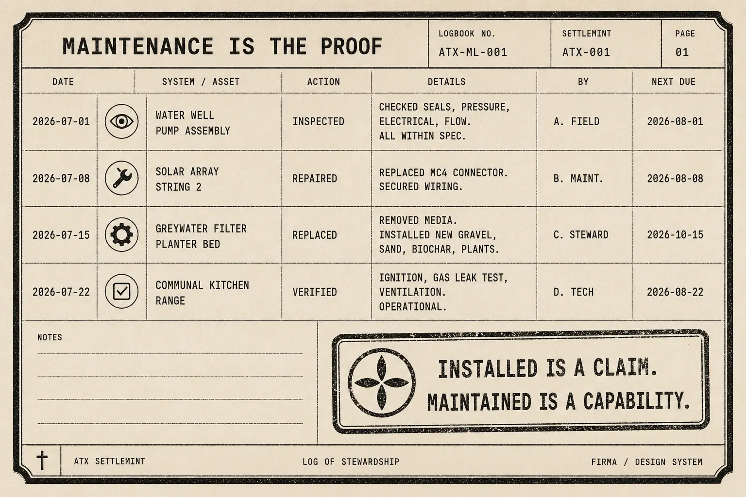 Maintenance is the proof — installed is a claim