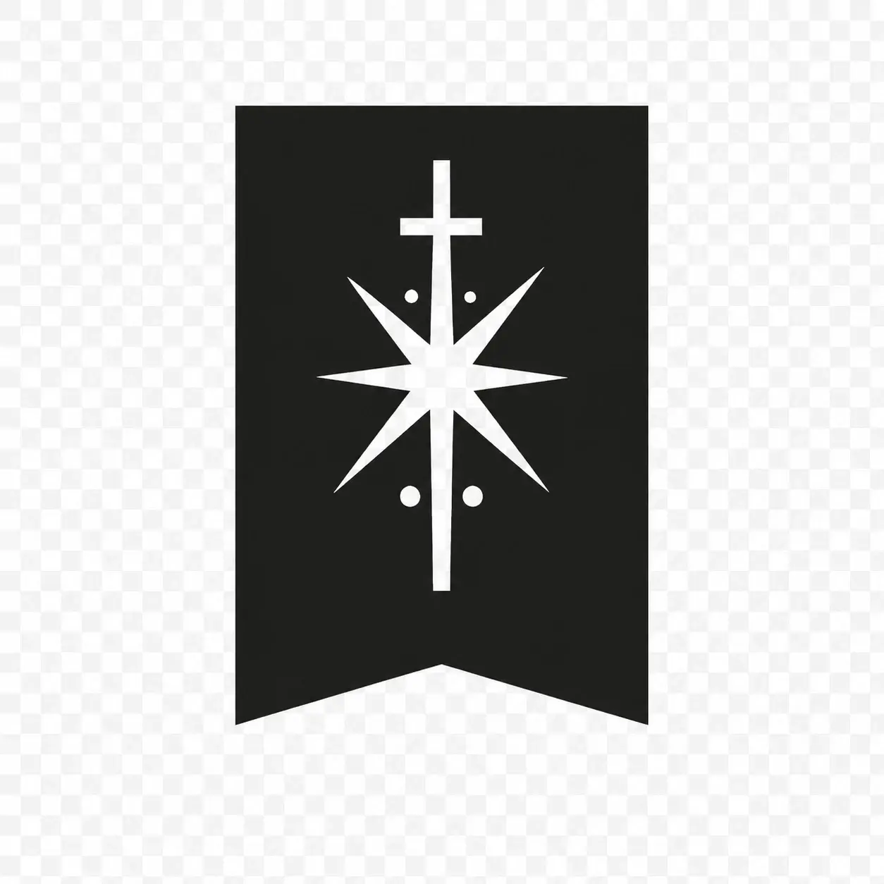 Field-guide seal: a dark banner pennant bearing the eight-point frontier star crossed with a cross